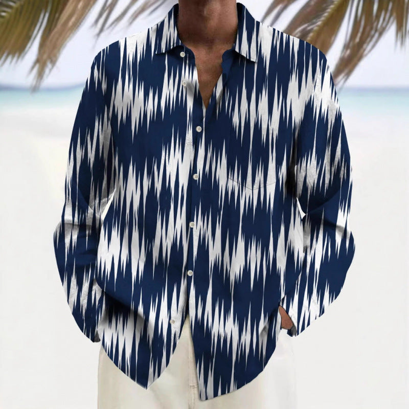 Men's Shirt Multi-color Pattern Element Long Sleeve Top