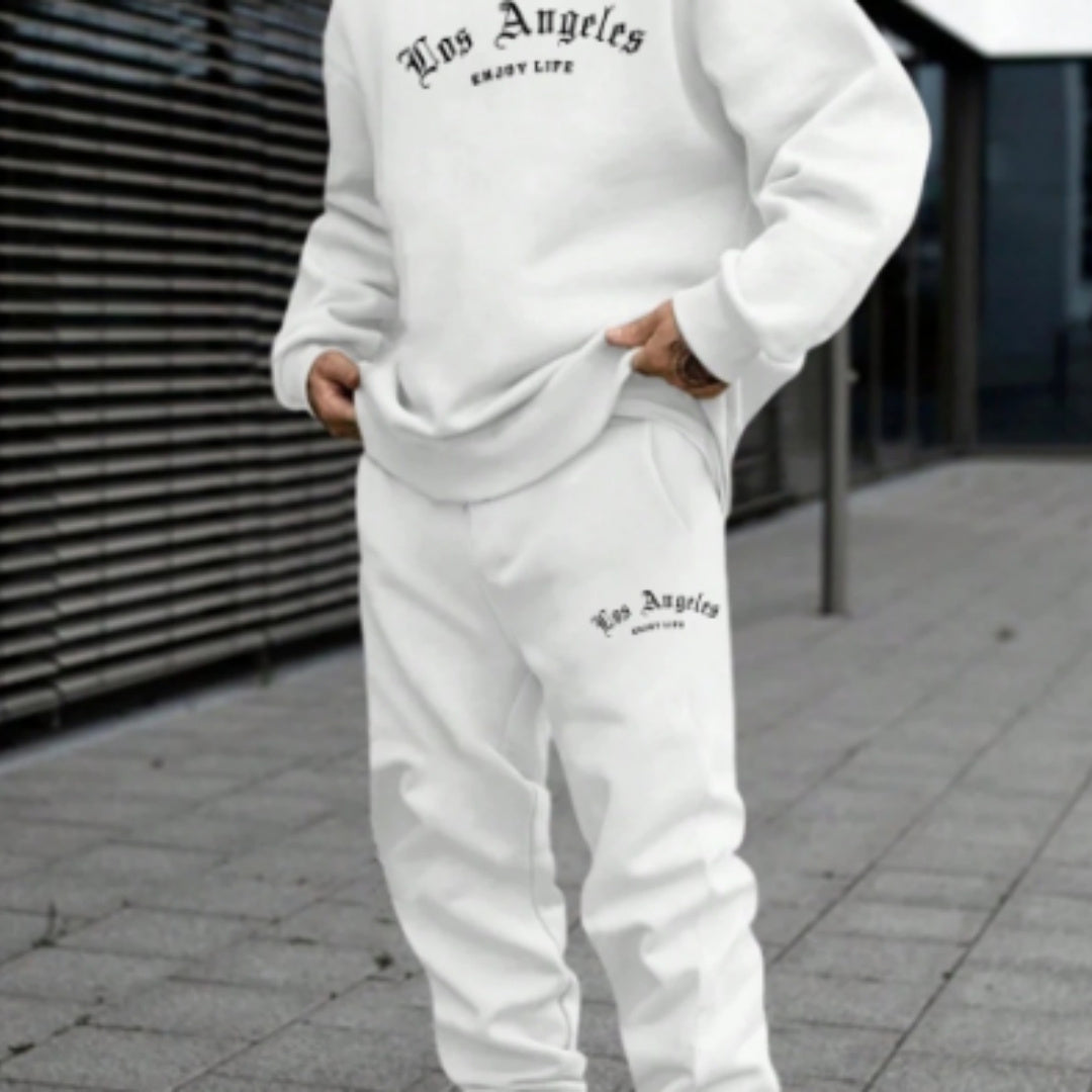 Men's Pullover Hooded Sweater Letter Printing Leisure Sports Suit