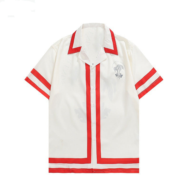 Men's European-size 3D Printed Hawaiian Short-sleeved Shirt Men