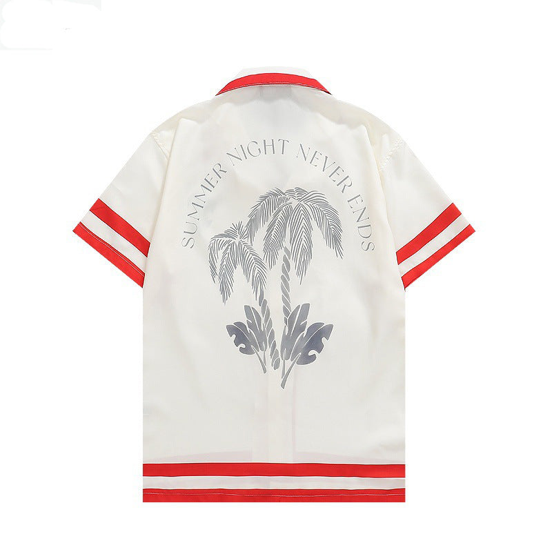 Men's European-size 3D Printed Hawaiian Short-sleeved Shirt Men